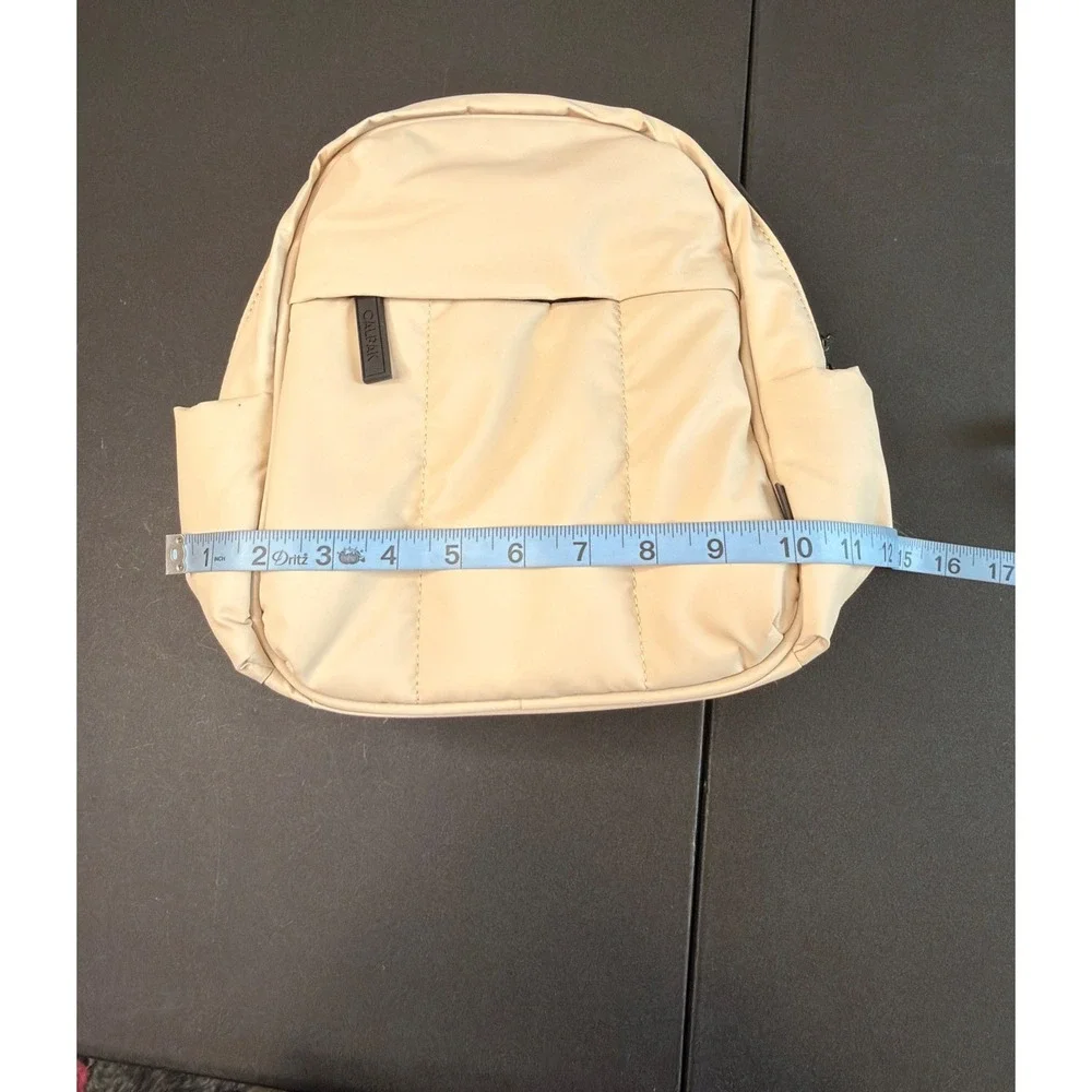 CALPAK Luka Mini Backpack Puffy Oatmeal Purse Travel Adjustable Straps